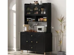 Aparador alto de cocina - 140 x 40 x 190 cm - con 3 cajones + 5 puertas + estantes - MDF -^Merax Discount