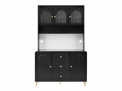 Aparador alto de cocina - 140 x 40 x 190 cm - con 3 cajones + 5 puertas + estantes - MDF -^Merax Discount