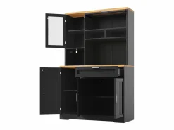 Aparador alto de cocina - 104 x 40 x 180 cm - con LEDs + 4 puertas + 1 cajón + estante - MDF + metal -^Merax Outlet
