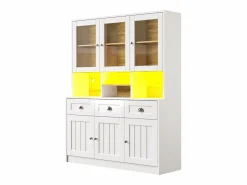 Merax Aparador De Cocina|Aparador alto de cocina - 140 x 40 x 175 cm - con puertas + LED + 3 cajones - MDF -