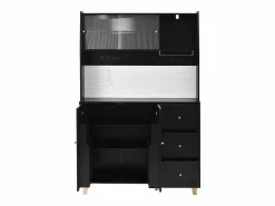 Aparador alto de cocina con enchufes y tablero perforado - 120 x 40 x 184 cm - con puertas + 3 cajones + balda - MDF -^Merax Clearance
