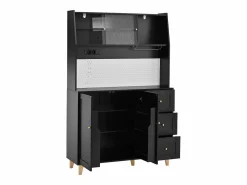 Aparador alto de cocina con enchufes y tablero perforado - 120 x 40 x 184 cm - con puertas + 3 cajones + balda - MDF -^Merax Clearance