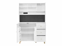 Merax Aparador De Cocina|Aparador alto de cocina con zócalos y tablero perforado - 120 x 40 x 184 cm - con puertas + 3 cajones + balda - MDF -