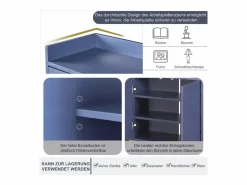 Aparador, Aparador Minimalista Moderno con 4 Puertas y Estructura de Metal para Comedor, Sala, Cocina, Azul Online