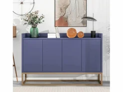 Aparador, Aparador Minimalista Moderno con 4 Puertas y Estructura de Metal para Comedor, Sala, Cocina, Azul Online