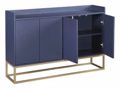 Aparador, Aparador Minimalista Moderno con 4 Puertas y Estructura de Metal para Comedor, Sala, Cocina, Azul Online