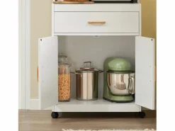 Sobuy Mueble Camarera|Aparador Auxiliar bajo de Cocina con 2 Puertas y 1 cajón, para microondas,L62 cm x P40 cm x H119 cm FSB12-W ES