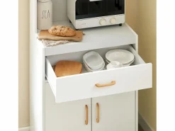 Sobuy Mueble Camarera|Aparador Auxiliar bajo de Cocina con 2 Puertas y 1 cajón, para microondas,L62 cm x P40 cm x H119 cm FSB12-W ES