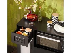Sobuy Aparador De Cocina|Aparador Auxiliar de Almacenamiento para Microondas con Ruedas Armario de Cocina con 3 Puertas y un Cajón 88.5 x 40 x 89 cm FSB78-SCH ES