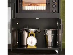 Sobuy Aparador De Cocina|Aparador Auxiliar de Almacenamiento para Microondas con Ruedas Armario de Cocina con 3 Puertas y un Cajón 88.5 x 40 x 89 cm FSB78-SCH ES