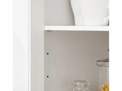 Sobuy Aparador De Cocina|Aparador Auxiliar de Almacenamiento para Microondas con 4 Ruedas Mueble Auxiliar de Comedor con 3 Puertas y 1 Cajón 88,5 x 40 x 89 cm FSB78-W ES