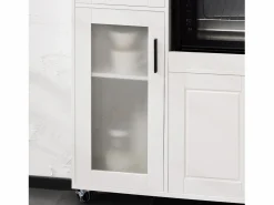 Sobuy Aparador De Cocina|Aparador Auxiliar de Almacenamiento para Microondas con 4 Ruedas Mueble Auxiliar de Comedor con 3 Puertas y 1 Cajón 88,5 x 40 x 89 cm FSB78-W ES
