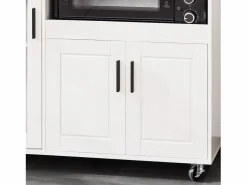 Sobuy Aparador De Cocina|Aparador Auxiliar de Almacenamiento para Microondas con 4 Ruedas Mueble Auxiliar de Comedor con 3 Puertas y 1 Cajón 88,5 x 40 x 89 cm FSB78-W ES