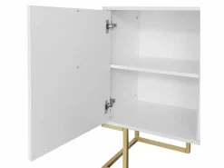 Merax Aparador bajo de 3 puertas con estantes regulables - 138x40x80,5cm - Madera MDF y metal dorado - Blanco Discount