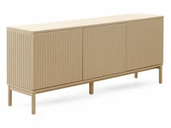 Aparador con ranuras acanaladas en puertas y laterales Beige New