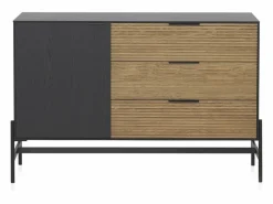 Aparador chapado en madera de fresno color con puertas en natural Negro Sale