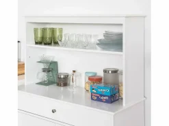 Aparador Cocina Cómoda Armario de almacenamiento Buffet de cocina L90 x D40 x H148cm FSB26-W ES^Sobuy Sale