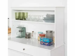 Aparador Cocina Cómoda Armario de almacenamiento Buffet de cocina L90 x D40 x H148cm FSB26-W ES^Sobuy Sale