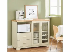 Sobuy Aparador Cocina para microonda Buffet para Comedor Entrada Salón con 2 puertas 2 cajones y 1 compartimento abierto 120 x 40 x 90 cm FSB81-MI ES Beige Outlet