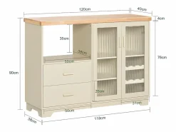 Sobuy Aparador Cocina para microonda Buffet para Comedor Entrada Salón con 2 puertas 2 cajones y 1 compartimento abierto 120 x 40 x 90 cm FSB81-MI ES Beige Outlet