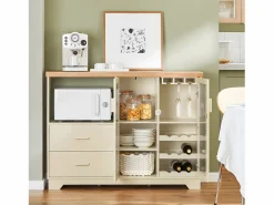 Sobuy Aparador Cocina para microonda Buffet para Comedor Entrada Salón con 2 puertas 2 cajones y 1 compartimento abierto 120 x 40 x 90 cm FSB81-MI ES Beige Outlet