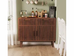 Aparador|Aparador con 2 cajones y 2 puertas, mueble de cocina, madera, 100 x 35 x 80 cm