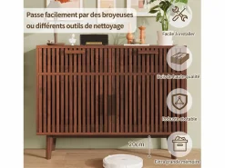 Aparador|Aparador con 2 cajones y 2 puertas, mueble de cocina, madera, 100 x 35 x 80 cm