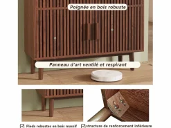 Aparador|Aparador con 2 cajones y 2 puertas, mueble de cocina, madera, 100 x 35 x 80 cm