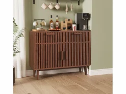 Aparador|Aparador con 2 cajones y 2 puertas, mueble de cocina, madera, 100 x 35 x 80 cm