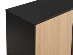 Vente-unique Aparador con 1 puerta y 3 cajones - Negro y natural claro - GLARODI Negro / Color natural claro Online