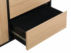 Vente-unique Aparador con 1 puerta y 3 cajones - Negro y natural claro - GLARODI Negro / Color natural claro Online
