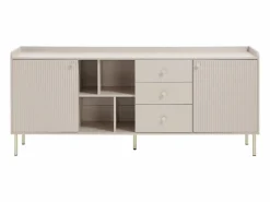 Vente-unique Aparador con 2 puertas, 3 cajones y 4 huecos - y dorado - LUNAOR Beige New