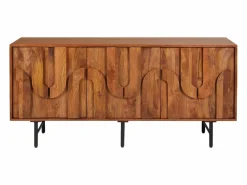 Aparador con 3 puertas de madera de mango y metal negro - Natural - MIZORAM^Maison Céphy Sale