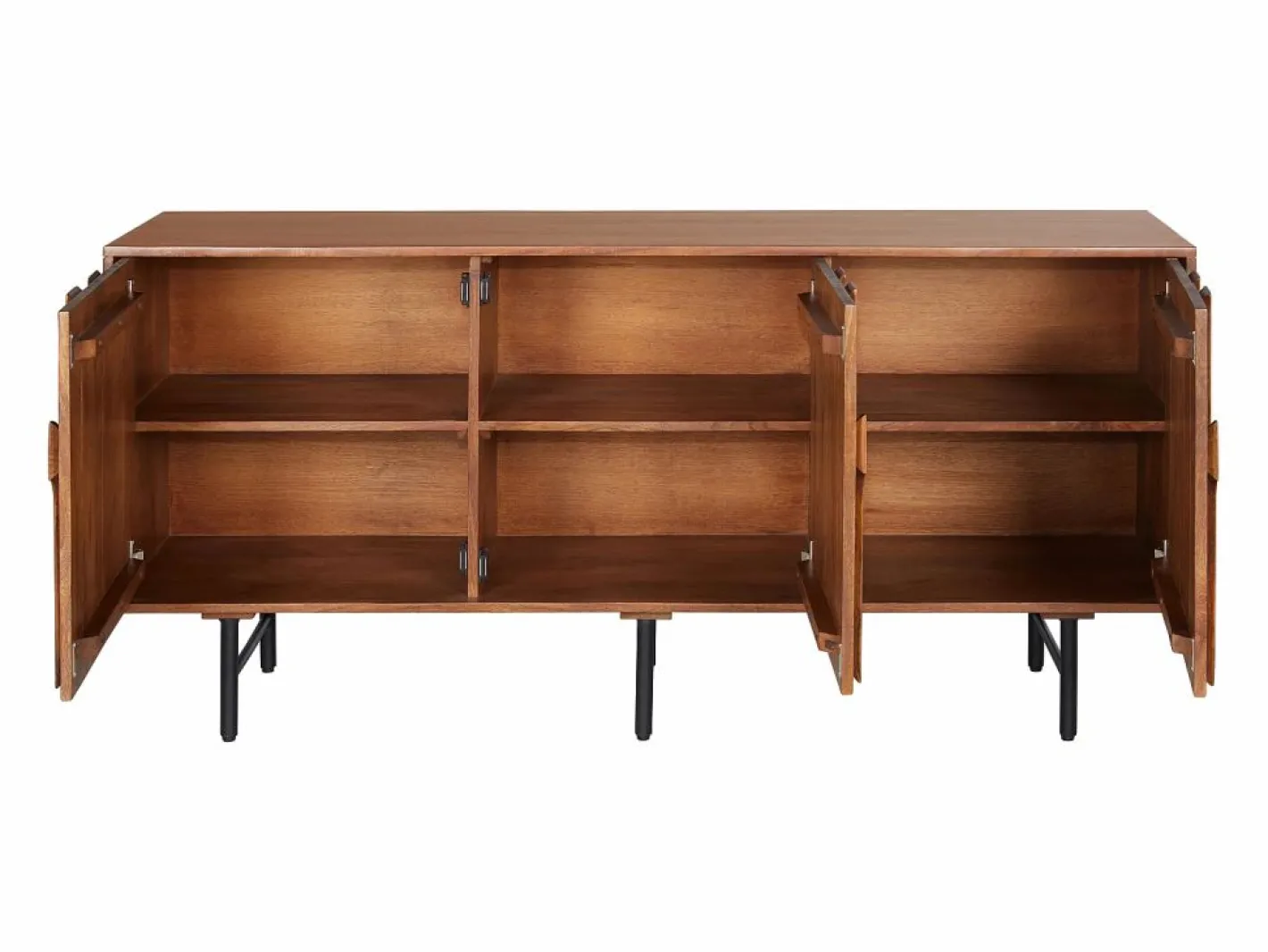 Aparador con 3 puertas de madera de mango y metal negro - Natural - MIZORAM^Maison Céphy Sale