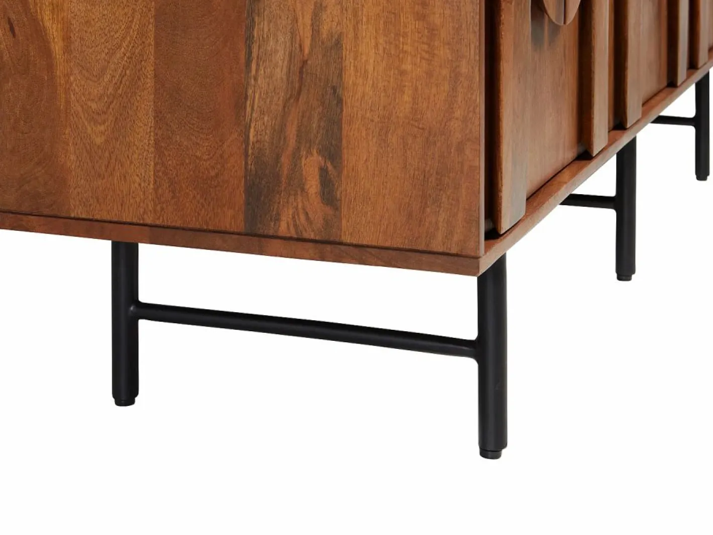Aparador con 3 puertas de madera de mango y metal negro - Natural - MIZORAM^Maison Céphy Sale