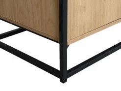 Aparador con 3 puertas de MDF, vidrio templado y metal - Natural claro - CAMATA^Vente-unique Hot