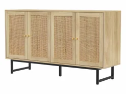 Aparador con 4 puertas de ratán - 140 x 39,5 x 80 cm - Tablero de partículas - Color madera^Merax Discount