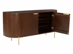 Maison Céphy Aparador con 2 puertas de madera de mango y metal - Natural y dorado - NEVILI Color natural oscuro / Dorado