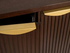 Maison Céphy Aparador con 2 puertas de madera de mango y metal - Natural y dorado - NEVILI Color natural oscuro / Dorado