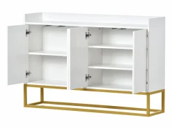 ModernLuxe Aparador con 4 puertas sin tirador - estilo contemporáneo - madera + metal - Blanco Sale