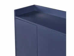 ModernLuxe Aparador con 4 puertas sin tirador - estilo contemporáneo - madera + metal - azul Azul oscuro Clearance