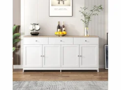 Aparador con 4 puertas y 3 cajones - mueble de almacenaje - mueble de madera - (160x37x75 cm)^ Online