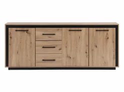 Vente-unique Aparador con 3 puertas y 3 cajones de MDF - Natural y negro - NALAMANE Color natural claro Clearance