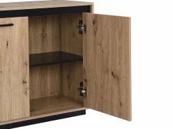 Vente-unique Aparador con 3 puertas y 3 cajones de MDF - Natural y negro - NALAMANE Color natural claro Clearance