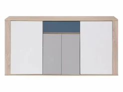 Vente-unique Aparador con 4 puertas y 1 cajón - Multicolor - FILUTIA Color natural claro / Blanco / Multicolor Sale