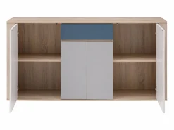 Vente-unique Aparador con 4 puertas y 1 cajón - Multicolor - FILUTIA Color natural claro / Blanco / Multicolor Sale