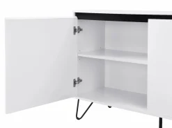 Vente-unique Aparador|Aparador con 2 puertas y 3 cajones de MDF y acero - y negro - ABUJA