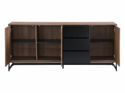 Aparador con 3 puertas y 3 cajones de MDF - Natural y negro - CARATANA^Vente-unique Discount