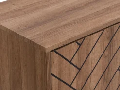 Aparador con 3 puertas y 3 cajones de MDF - Natural y negro - CARATANA^Vente-unique Discount