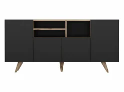 Aparador con 4 puertas y 3 huecos - Negro y Natural - MOSTIA^Vente-unique Best